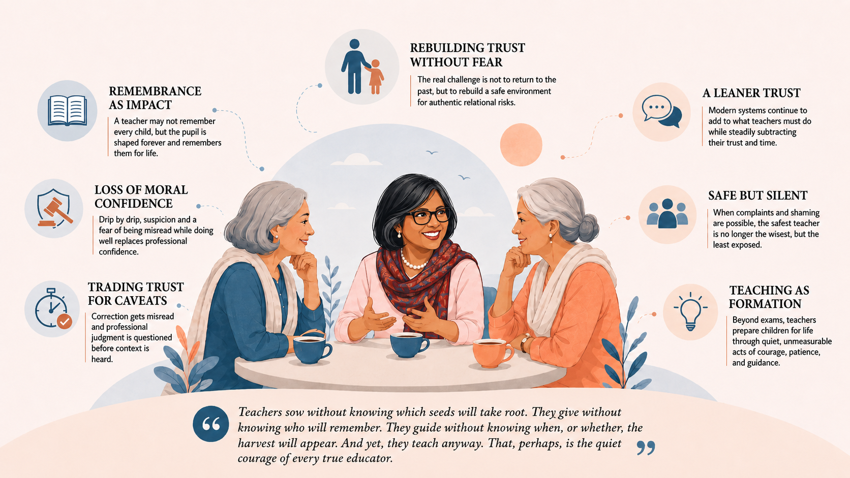 EduShock graphic summarising key ideas from When Teachers Were Giants