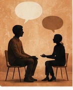 Two people in conversation representing care pedagogy